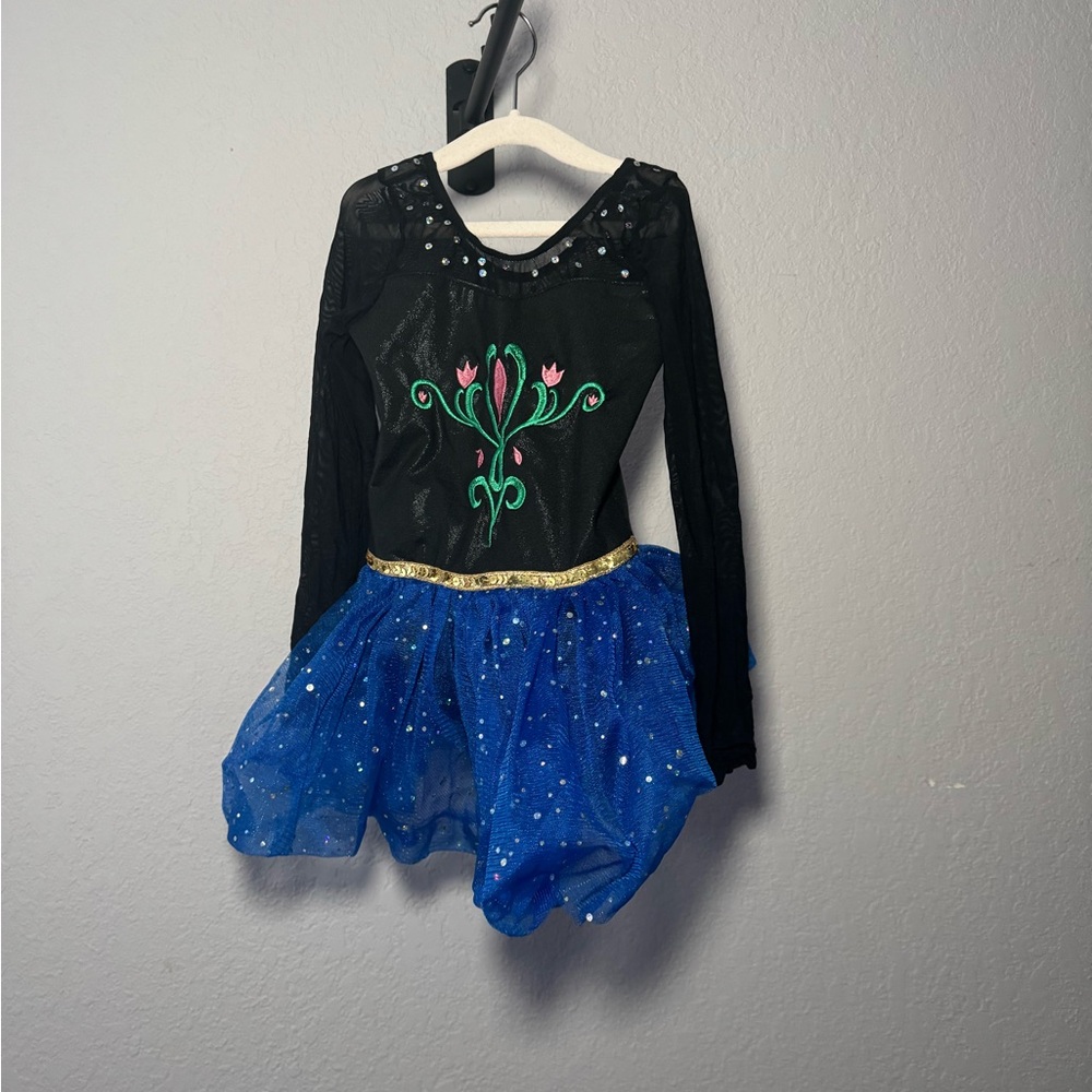 Black and Blue Dance Costume with Sparkling Skirt
